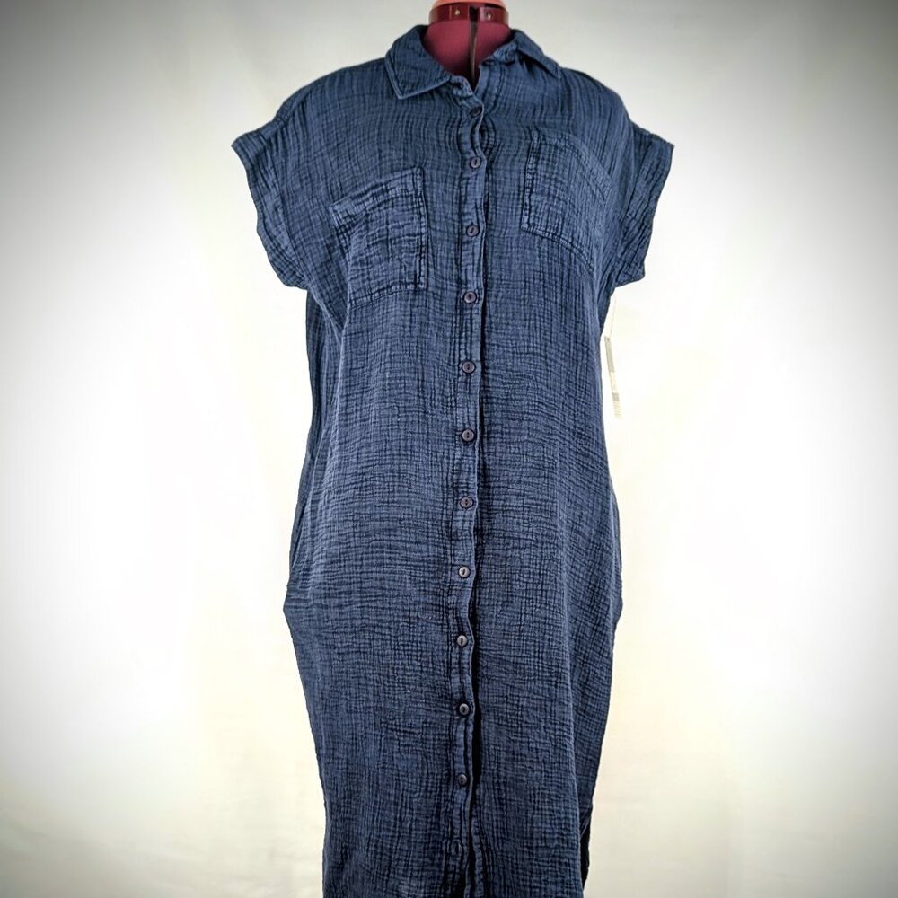 RD Style Aira Gauze shirt dress, ink (blue), size women's small, brand  new